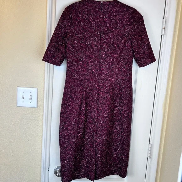 Ricki Freeman Teri Jon Burgundy Sparkle Brocade Dress Size 4 - Picture 3 of 10